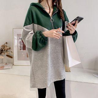 Color Block Half Zip Long Hoodie