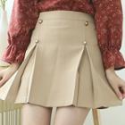 Buttoned Box-pleat Skirt