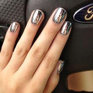 Silver Faux Nail Patch Silver - One Size
