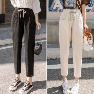 Drawstring-waist Tapered Cropped Pants