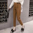 Buttoned Woolen Tapered Pants