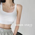 Square-neck Crop Tank Top In 5 Colors