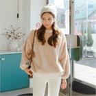Balloon-sleeve Boxy-fit Faux-fur Pullover