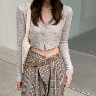 Cardigan / Plaid Wide Leg Pants