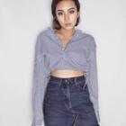 Stand-collar Long-sleeve Cropped Shirt