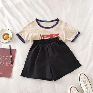 Plain High-waist Wide-leg A-line Shorts Black - One Size