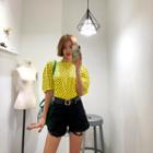 Puff-sleeve Polka-dot T-shirt
