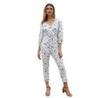 Long-sleeve Printed Jumpsuit