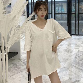 Pocket Detail Short-sleeve Mini T-shirt Dress