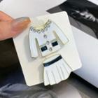 Set Of 2: Rhinestone Jacket / Skirt Alloy Brooch Set Of 2 - Black & White - One Size