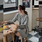 Tie-neck Flared Shift Dress