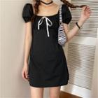 Short-sleeve Square-neck Mini Dress