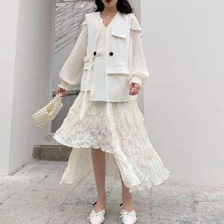 Loose-fit Vest / Irregular Long-sleeve Dress