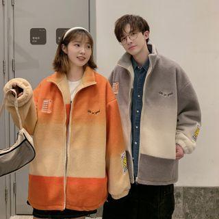 Long Sleeve Couple Gradient Fleece Applique Jacket