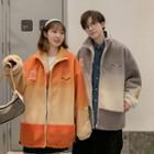 Long Sleeve Couple Gradient Fleece Applique Jacket