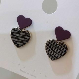 Leopard Print / Plaid Heart Dangle Earring