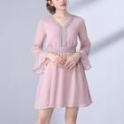 Crochet Lace Trim A-line Chiffon Dress