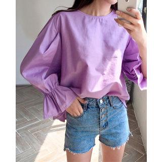 Tie-back Smocked-cuff Top