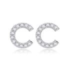 Simple Fashion Letter C Cubic Zircon Stud Earrings Silver - One Size