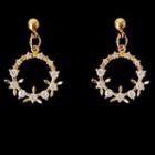 Rhinestone Alloy Hoop Dangle Earring A181 - 1 Pair - Gold - One Size