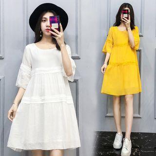 Embroidered Short Sleeve Polo Shirt Dress