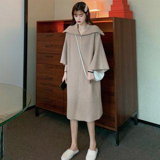Collared Flared-sleeve Knit Dress