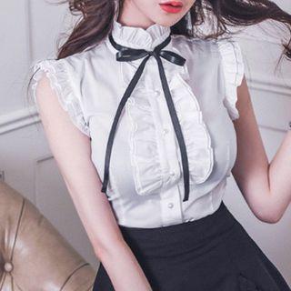Frilled Sleeveless Shirt