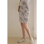 Floral H-line Skirt With Sash