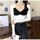 Long-sleeve Cable-knit Slim-fit Knit Top