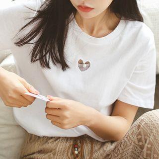 Short-sleeve Heart Cut Out T-shirt