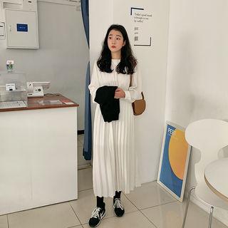 Shirred Accordion-pleated Maxi Dress