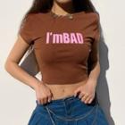 Lettering Short Sleeves Cropped T-shirt