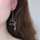 Non-matching Gradient Alloy Cat Dangle Earring