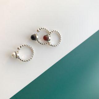 Faux Gemstone / Agate / Faux Pearl Sterling Silver Open Ring