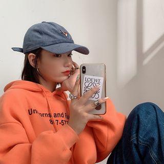 Embroidered Bird Corduroy Baseball Cap