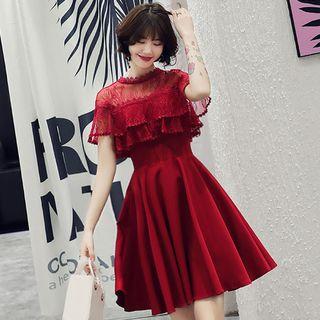 Ruffle Short-sleeve A-line Cocktail Dress