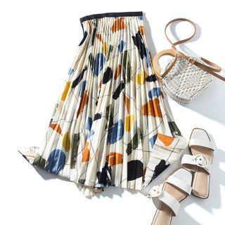 Geometric Print Midi A-line Skirt