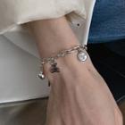 Smiley Face Chain Bracelet Sl0447 - Silver - One Size