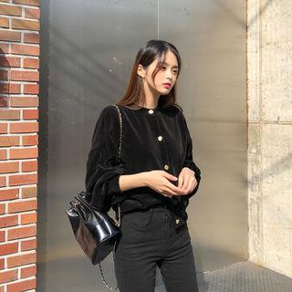Metallic-button Corduroy Cardigan