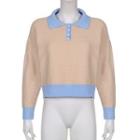 Polo-neck Two-piece Knit Top