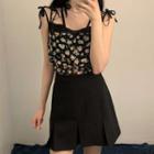 Plain Camisole Top / Floral Print Camisole Top / Mini A-line Pleated Skirt