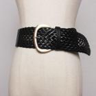 Woven Genuine Leather Belt Black - One Size
