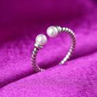 Faux Pearl Open Ring 032 - Ring - Silver - One Size