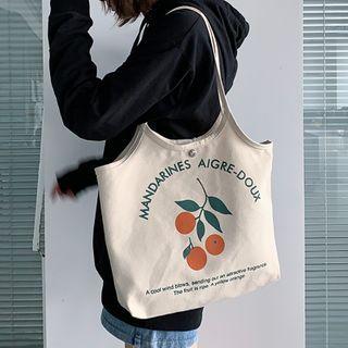 Lettering Fruit Print Shopper Bag As Shown In Figure - One Size