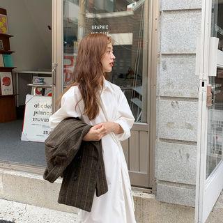 Plain Boxy Long Shirtdress