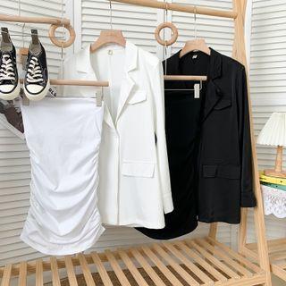 Set: Ruched Mini Tube Dress + Double-breasted Blazer