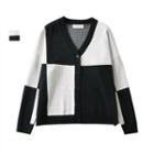 Two-tone Cardigan Plaid - Black & White - One Size