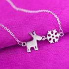 Deer & Snowflake Pendant Sterling Silver Necklace Necklace - Snowflake & Deer - Silver - One Size