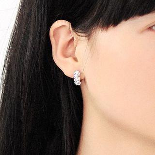 925 Sterling Silver Rhinestone Floral Earrings