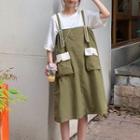 Pocket Detail Color Block Jumper Dress